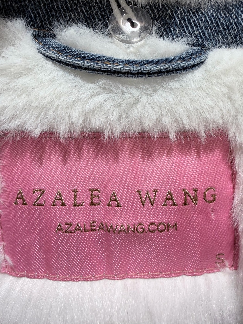 Azalea Wang Faux Fur Lined Cropped Denim Jacket Sherpa Collar Blue S (CKB091) - Picture 5 of 11